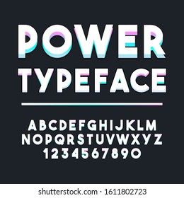 Typography Neon Alphabet Style. Decorative Typeset Modern Font. Letters and Numbers Design Set.