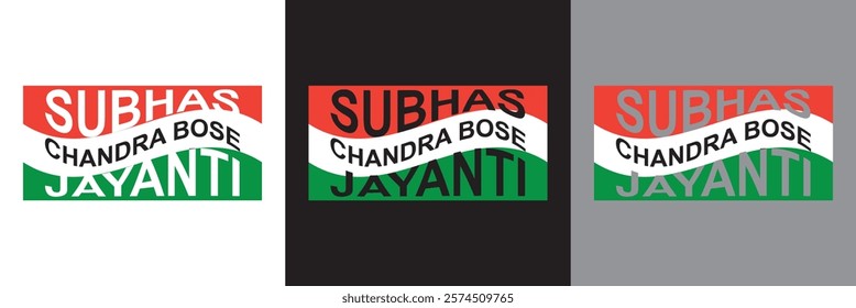 Typography of Netaji Subhas Chandra Bose Jayanti means Subhas Chandra Bose Birthday. Indian Freedom Fighter. 23 January Birth anniversary of Subhash Chandra Bose.  vector illustration. EPS 10