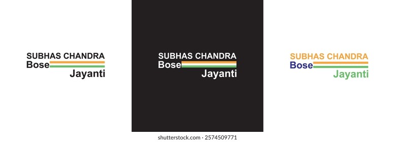 Typography of Netaji Subhas Chandra Bose Jayanti means Subhas Chandra Bose Birthday. Indian Freedom Fighter. 23 January Birth anniversary of Subhash Chandra Bose.  vector illustration. EPS 10