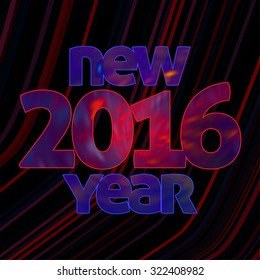 Typography 'New 2016 year' isolated on dark background with thin strips. Vector graphic