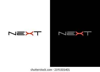 Typography of next with different on 'x' letter.