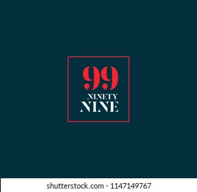 Typography ninety nine, Digit 99 logo icon vector template. 
