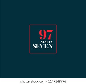 Typography ninety seven, Digit 97 logo icon vector template. 
