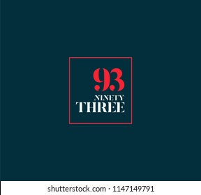 Typography ninety three, Digit 93 logo icon vector template. 
