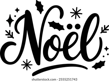 Typography Noel simple template background Vector illustration.