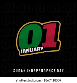 Typography of number 1 with racing concept design. Template design for Sudan Independence Day on 1 January.