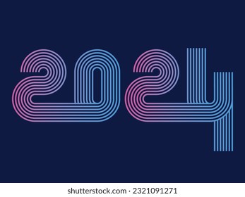 Typography number "2024", mean celebrations happy new year.