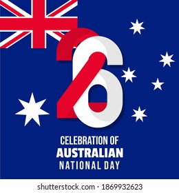 Typografie-Nummer von 26 für den 26. Januar, wenn Celebrate of Australia Day Design. Gute Vorlage für Australisches Tagesdesign.