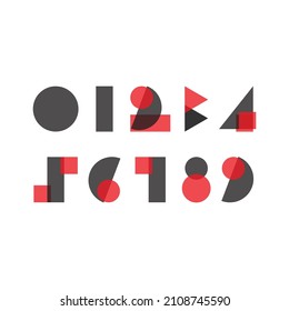 Typography numbers in the style of flat geometric shapes.