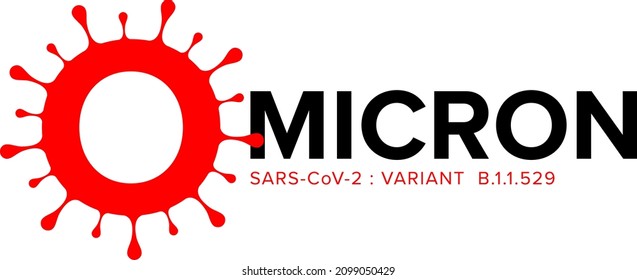 Tipografía de la variante de Omicron de COVID. Nueva cepa de coronavirus. Símbolo vectorial Omicron. 