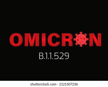 Typografie der Omicron-Variante von COVID, die neue Sorte von Coronavirus. Vektorsymbol Omicron. Bearbeitbare Illustration.