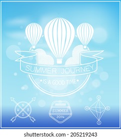 typography on the blurred background of the ocean / labels tourism advertising