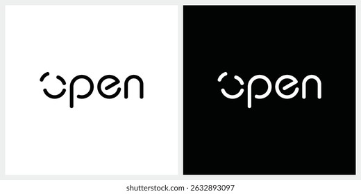 typography open logo design, font text open graphic icon concept