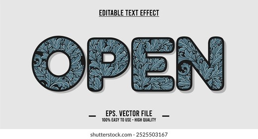 typography OPEN word art illustration, editable text effect	