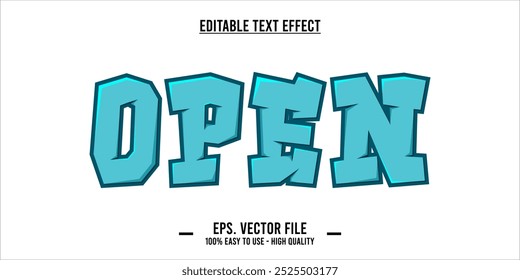 typography OPEN word art illustration, editable text effect	
