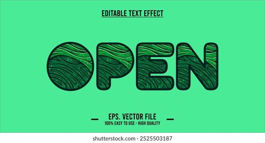 typography OPEN word art illustration, editable text effect	