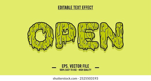 typography OPEN word art illustration, editable text effect	