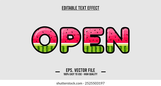 typography OPEN word art illustration, editable text effect	