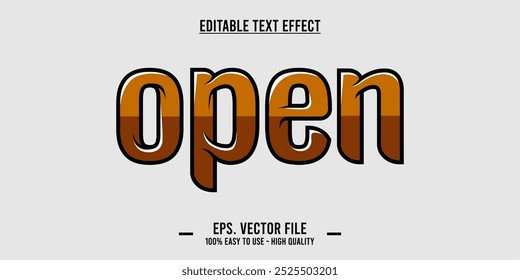 typography OPEN word art illustration, editable text effect	