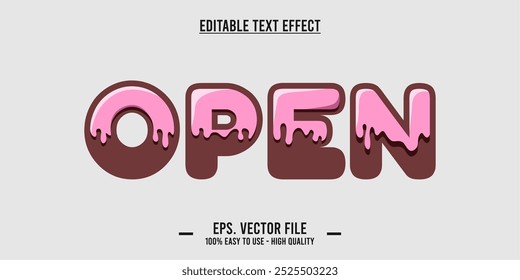 typography OPEN word art illustration, editable text effect	