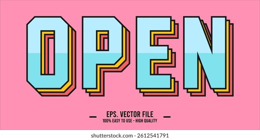 typography OPEN word art illustration, editable text effect