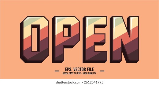 typography OPEN word art illustration, editable text effect