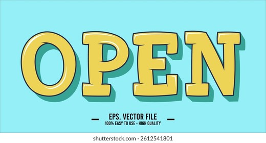 typography OPEN word art illustration, editable text effect
