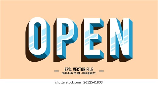 typography OPEN word art illustration, editable text effect
