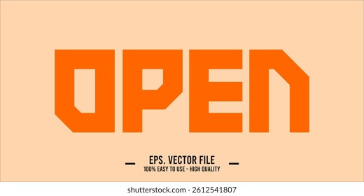 typography OPEN word art illustration, editable text effect