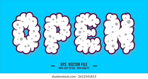 typography OPEN word art illustration, editable text effect