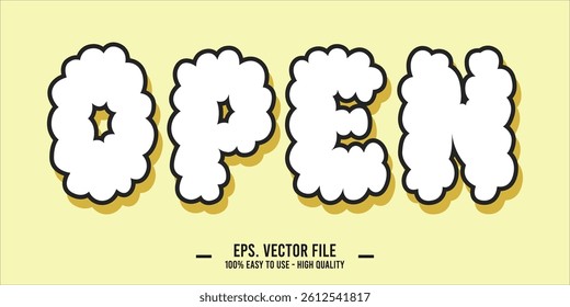 typography OPEN word art illustration, editable text effect