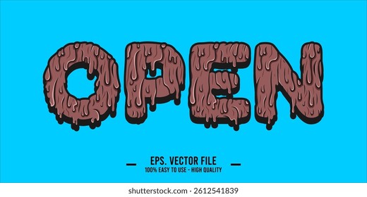 typography OPEN word art illustration, editable text effect