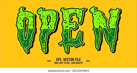typography OPEN word art illustration, editable text effect