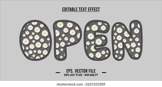 typography OPEN word art illustration, editable text effect, EPS file.