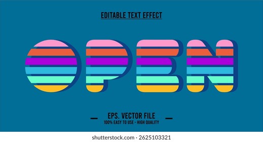 typography OPEN word art illustration, editable text effect, EPS file.