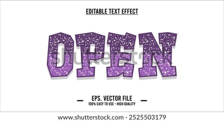 typography OPEN word art illustration, editable text effect	