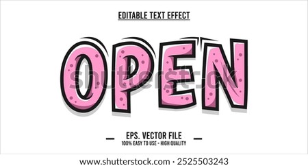 typography OPEN word art illustration, editable text effect	