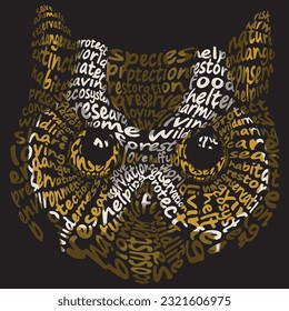 Typografisches Eule-Design, hergestellt durch Illustration für Logo und Druck. 