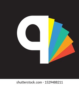 Typography Paper Color Q Symbol or Logo Alphabet template Design