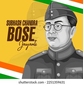 Typografie von Parakram Divas, Netaji Subhas Chandra Bose Jayanti. Freedom Fighter und National Hero of India Netaji Subhash Chandra Bose. Indische Armee Tag Feier, Editable Poster Illustration.