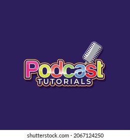 typography podcast tutorials. colorful and modern. can be used as a logo.