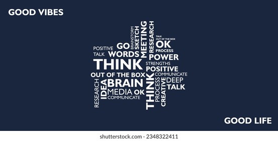 typography of positive thinking and good vibes slogan with inspirational text for graphic background, t shirt or poster sticker - Vector