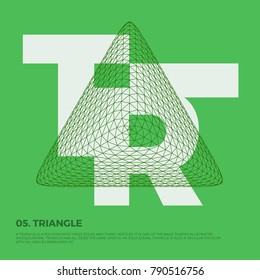 Typography poster art with vector three-dimensional polygonal triangle shape. Abstract geometry illustration artwork, perfect for web design, template form, banner, presentation, brochure, cover.