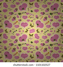 Typography poster. Hand drawn colorful. Seamless. Vector. EPS 10 file. Romantic phrase. For greeting cards, Valentines Day, Mothers Day, Woman':s Day, wedding cards on yellow, pink and white colors.