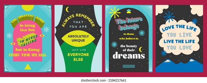 Typography Poster Quotes Set, Vector Design. Motivational quotes for Inspirational Art. 