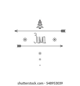Typography poster of Winter.Vector illustration with snowflakes.