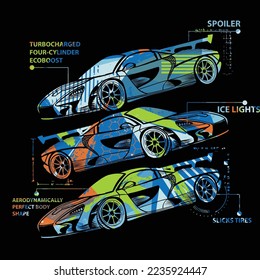 Typography print with car illustration. Speed slogan. For graphic tees, kids wear, card and more
