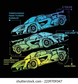 Typography print with car illustration. Speed slogan. For graphic tees, kids wear, card and more
