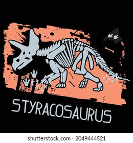 Typography print with dinosaur  . Original design with dinosaur skeleton . print for T-shirts, fashion textiles, wrapping paper, web. 