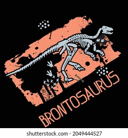 Typography print with dinosaur  . Original design with dinosaur skeleton . print for T-shirts, fashion textiles, wrapping paper, web. 